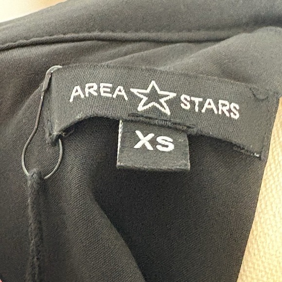 Area Stars Striped Long Sleeve Ruffle Mini Dress XS Black White Red - Picture 11 of 11